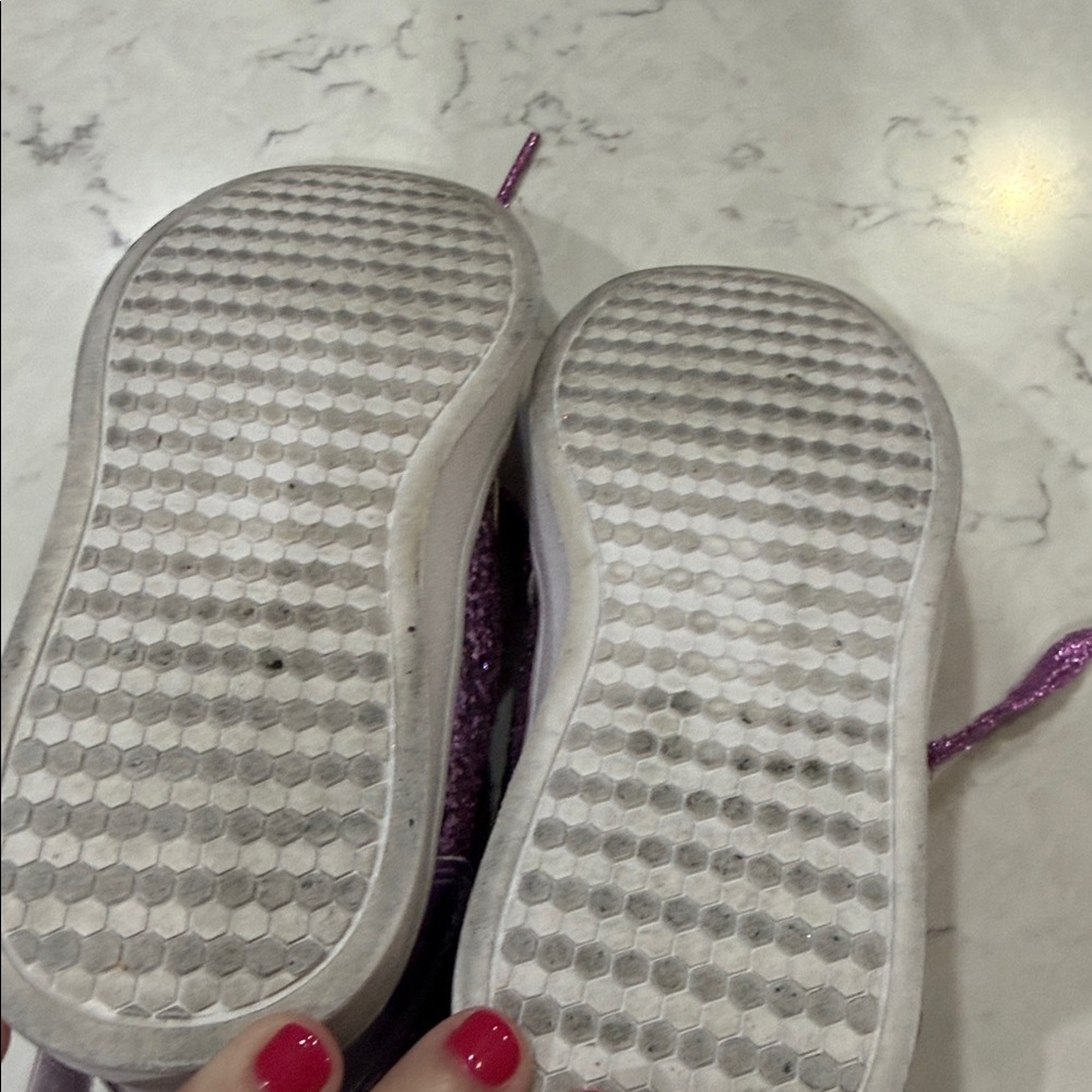 Amazon Hip Hop Sneakers Little Girls Size 12 Purple Sparkle Dance High Top - Picture 3 of 3